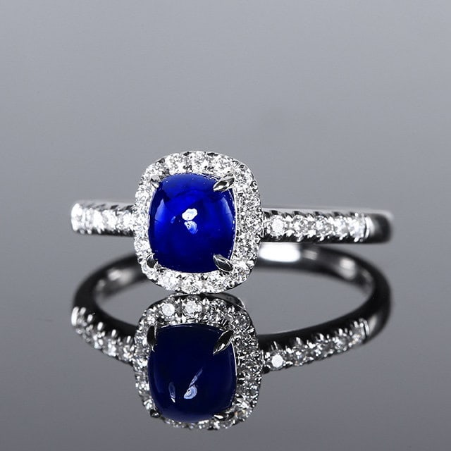 14k Gold 2.02 Ctw Vivid Blue Natural Sapphire & Diamond Ring - 3