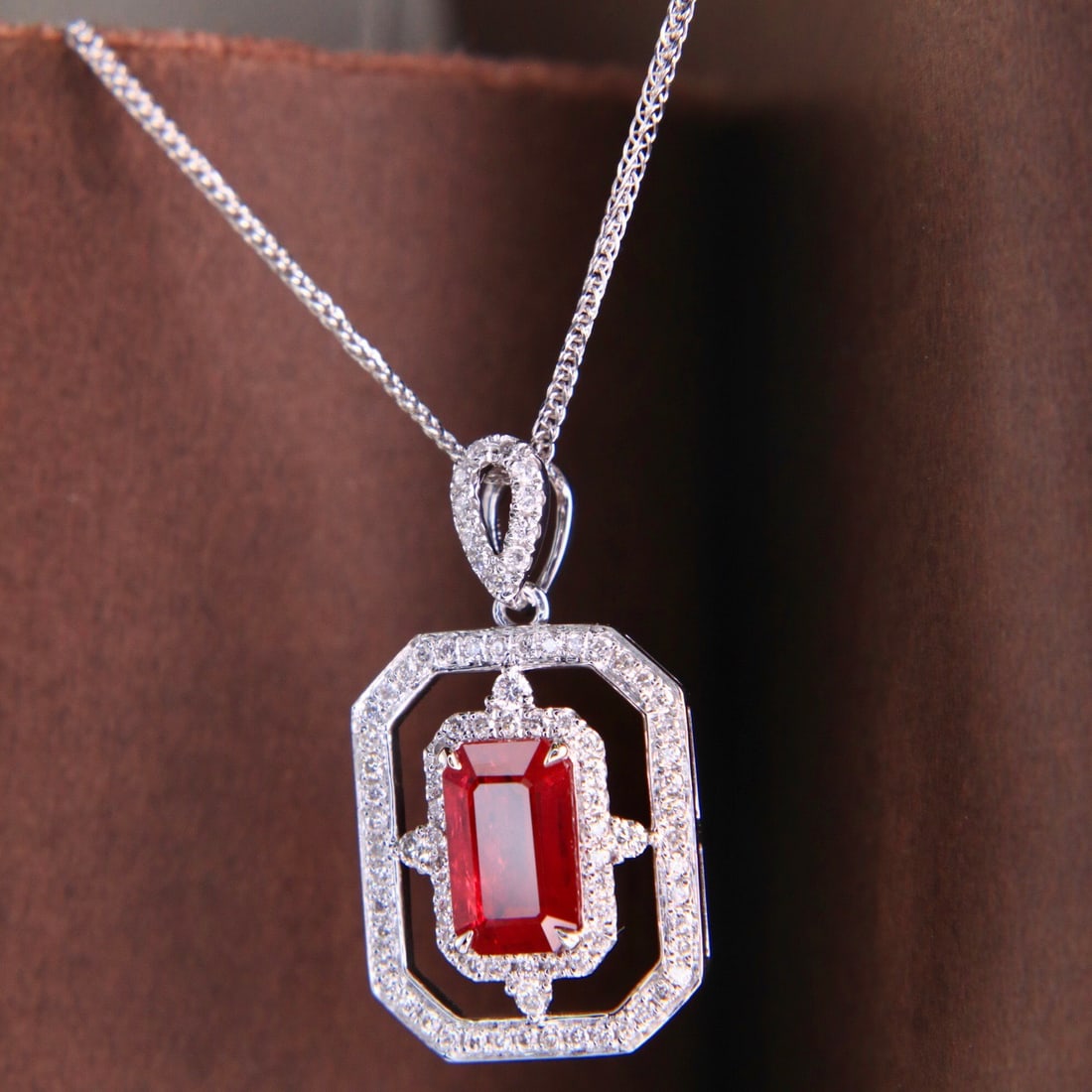 14k Gold 1.38 Ctw Vivid Red Natural Ruby & Diamond Necklace - 6