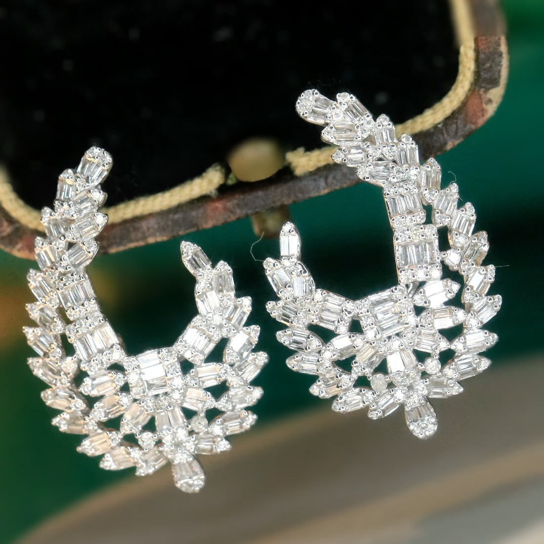 14k Gold 1.06 Ct Natural H Diamond Earrings - 2