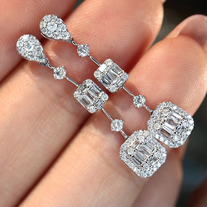 14k Gold 0.65 Ct Natural H Diamond Earrings - 5