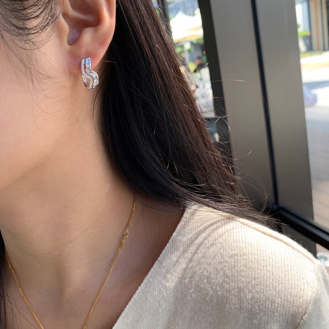 14k Gold 0.52 Ct Natural H Diamond Earrings - 7