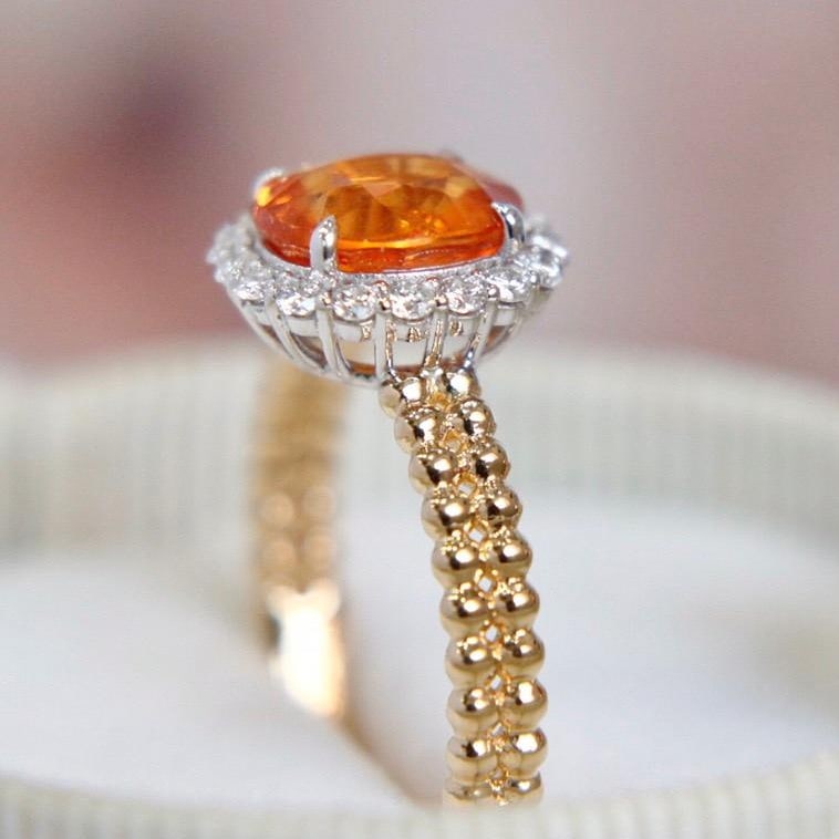 14k Gold 3.07 Ctw Natural Spessartine & Diamond Ring - 3