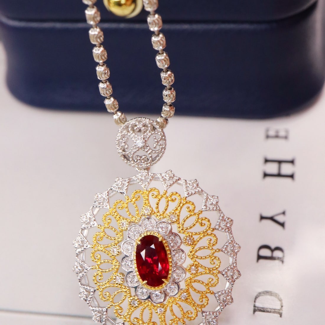 14k Gold 0.61 Ctw Vivid Red Natural Ruby & Diamond Pendant( Without Chain ) - 5