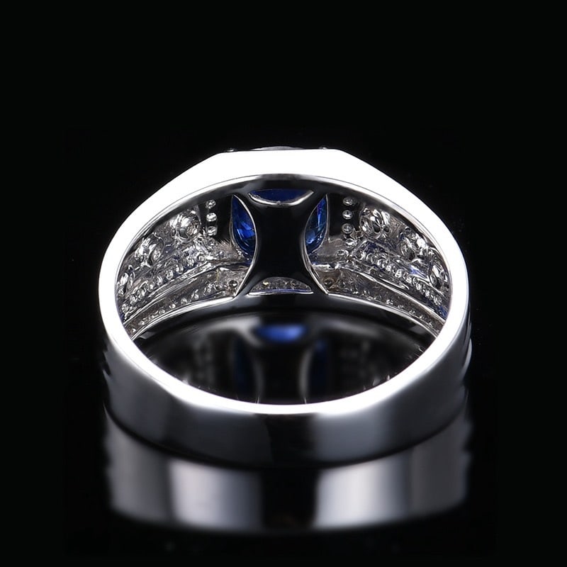 14k Gold 2.13 Ctw Natural Sapphire & Diamond & Men¡¯s Ring - 5