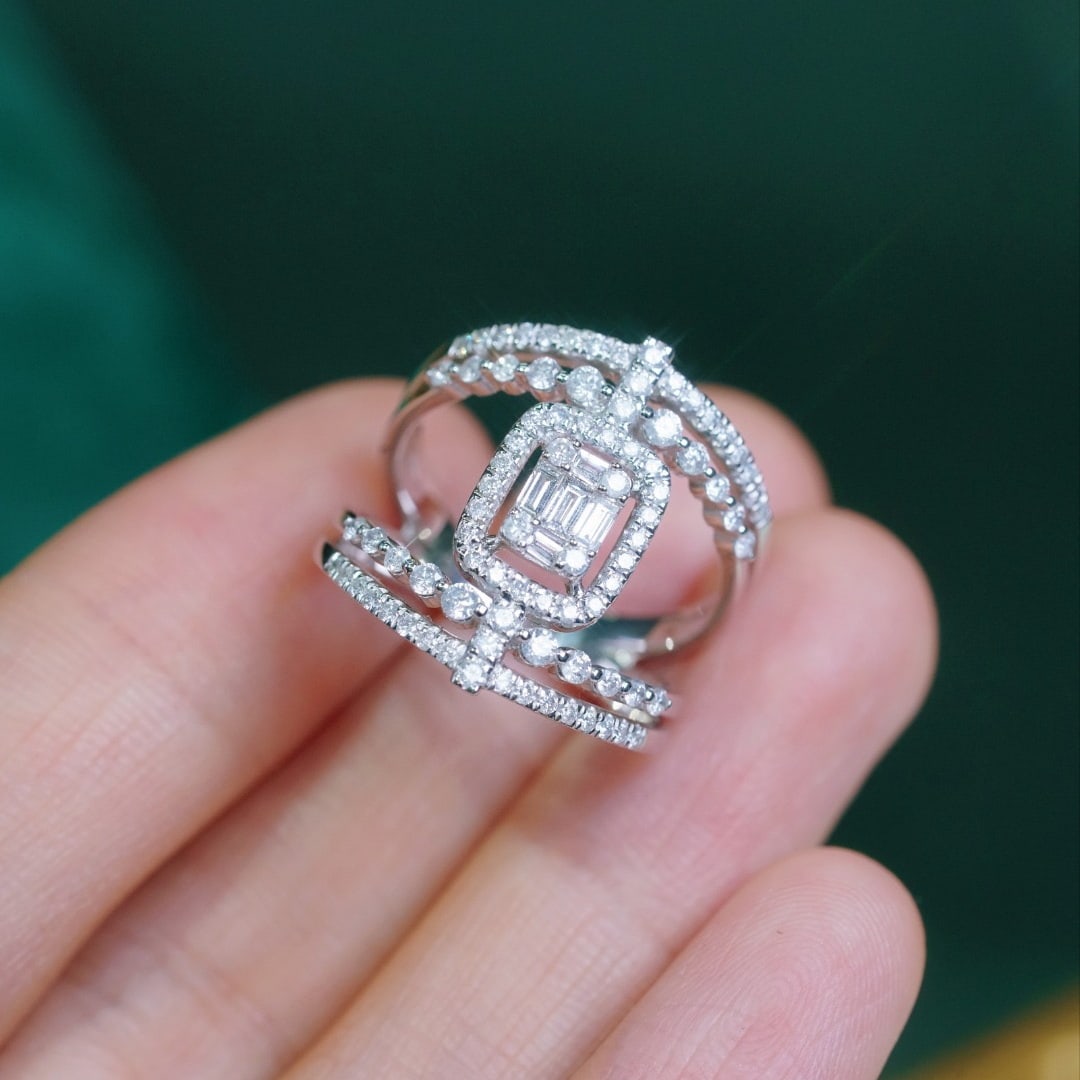 14k Gold 0.85 Ct Natural H Diamond Ring - 6