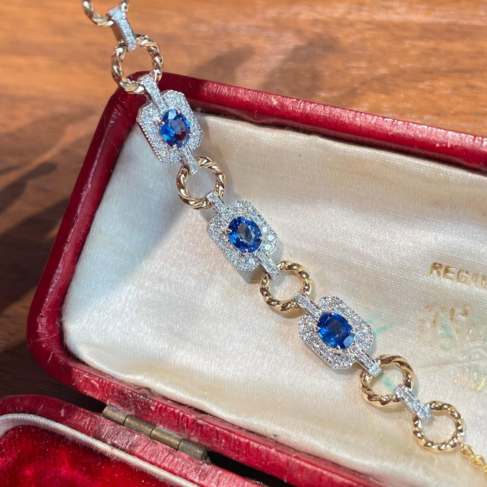 14k Gold 0.8 Ct Natural Sapphire & Diamond Bracelet - 6