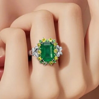 14k Gold 2.96 Ctw Natural Emerald & Sapphire Ring - 5