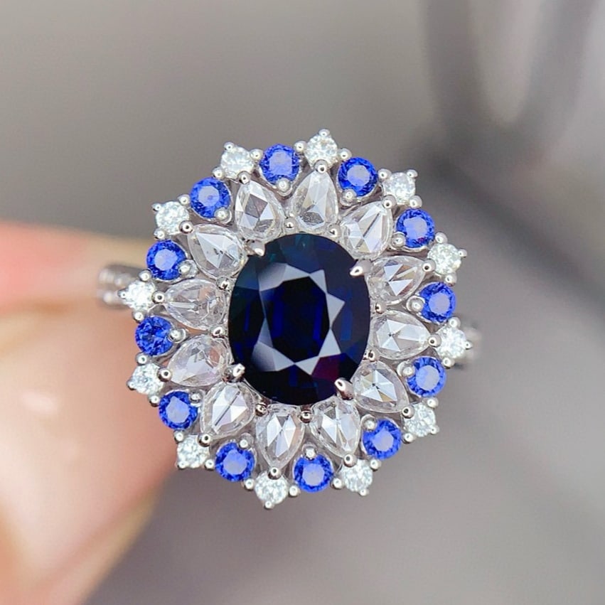 14k Gold 1.35 Ct Natural Sapphire & Diamond Ring (1 of 7)