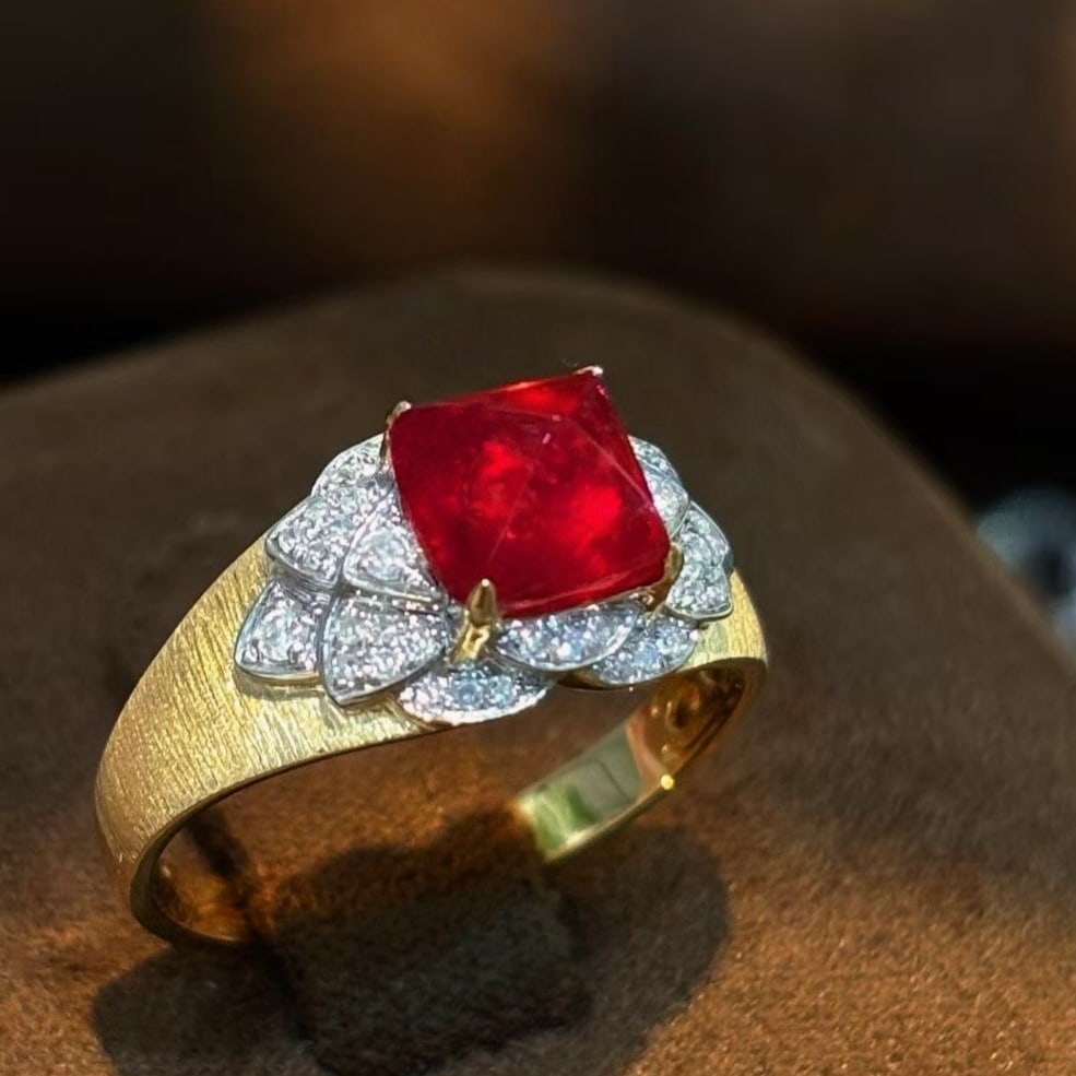14k Gold 1.85 Ct Natural Spinel & Diamond Ring - 4