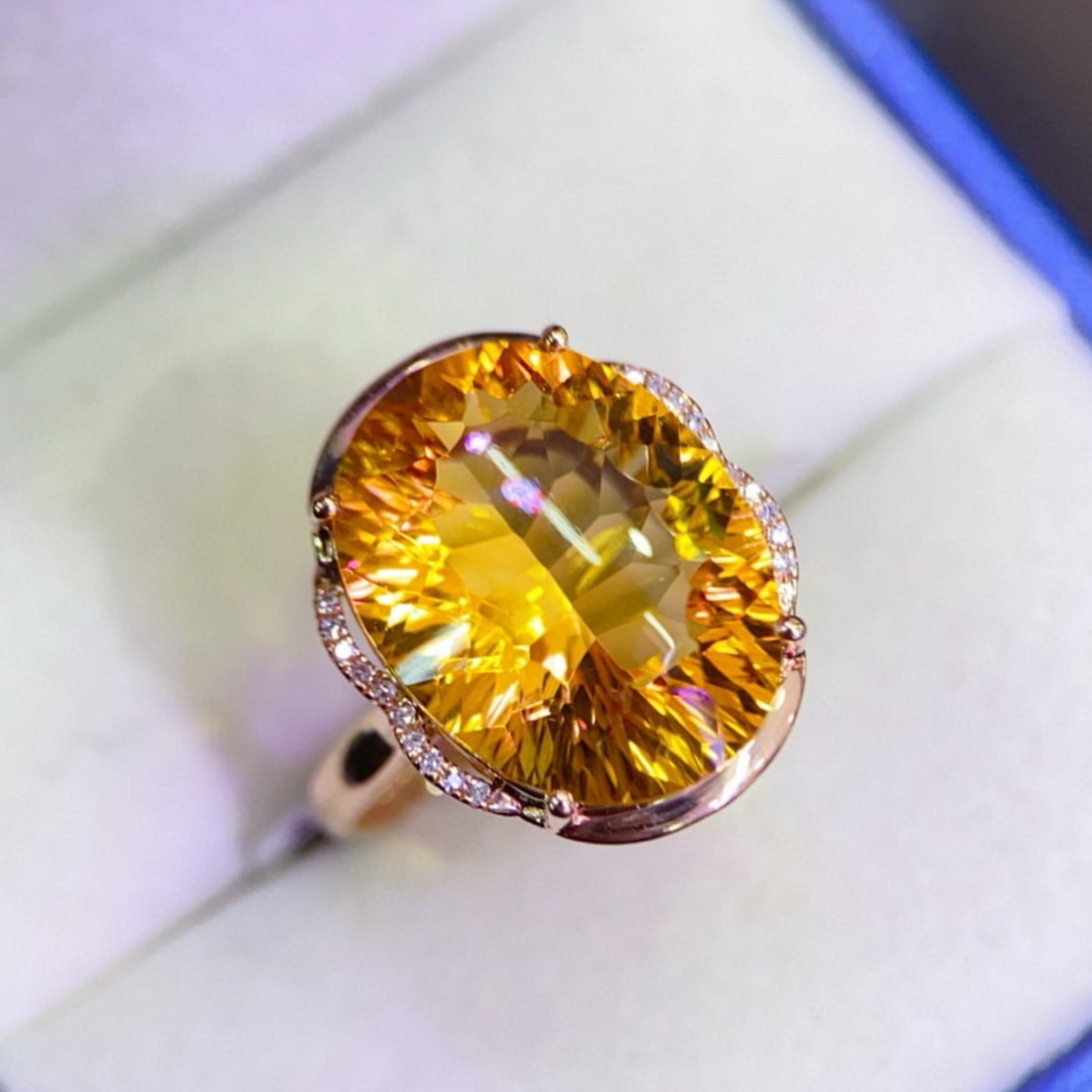 14k Gold 8.31 Ctw Natural Citrine & Diamond Ring (1 of 7)