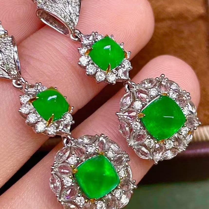 14k Gold 4.12 Ctw Natural Emerald & Diamond Earrings - 3