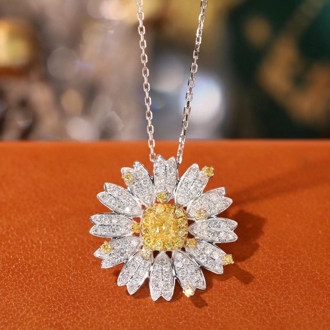 14k Gold 0.70 Ct Natural Color Diamond & Flowers Necklace: Ref:231165090 // gold content:14k gold // main gemstone:diamond // shape:multiple // carat weight:0. 70ct // clarity grade:vs-si // color:color // treatment:natural // Condition: New Low Estimate: