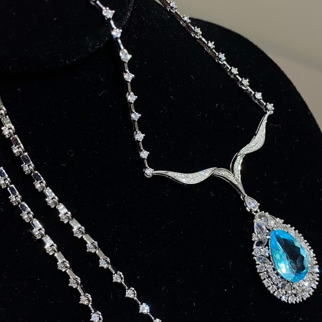 14k Gold 2.91 Ctw Natural Paraiba Tourmaline & Diamond Necklace - 6