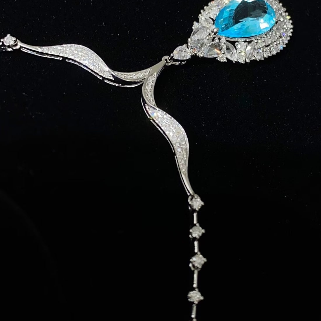 14k Gold 2.91 Ctw Natural Paraiba Tourmaline & Diamond Necklace - 7