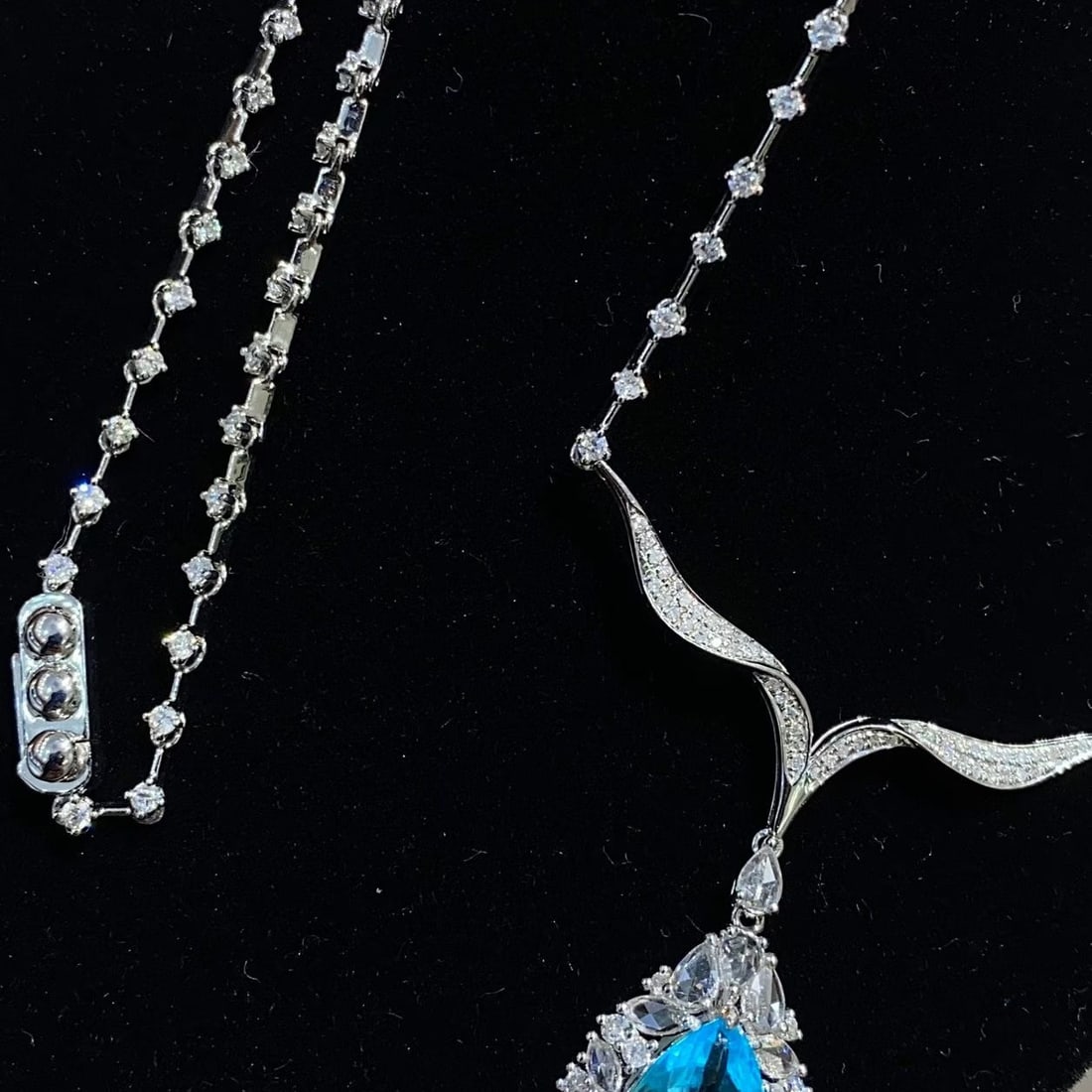 14k Gold 2.91 Ctw Natural Paraiba Tourmaline & Diamond Necklace - 8