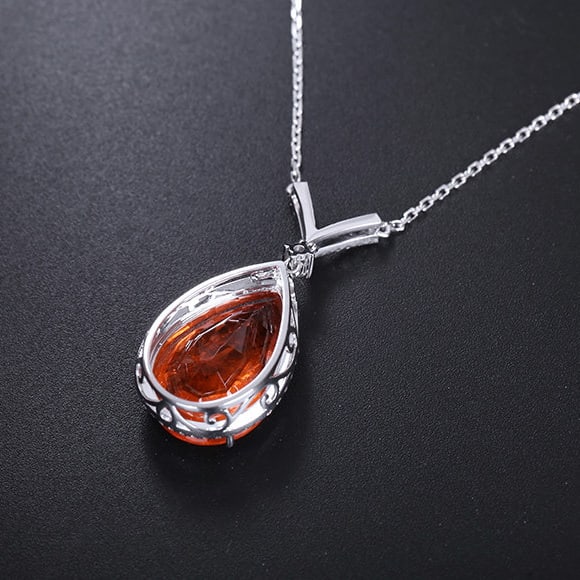 14k Gold 11.39 Ctw Natural Spessartine & Diamond Necklace - 3