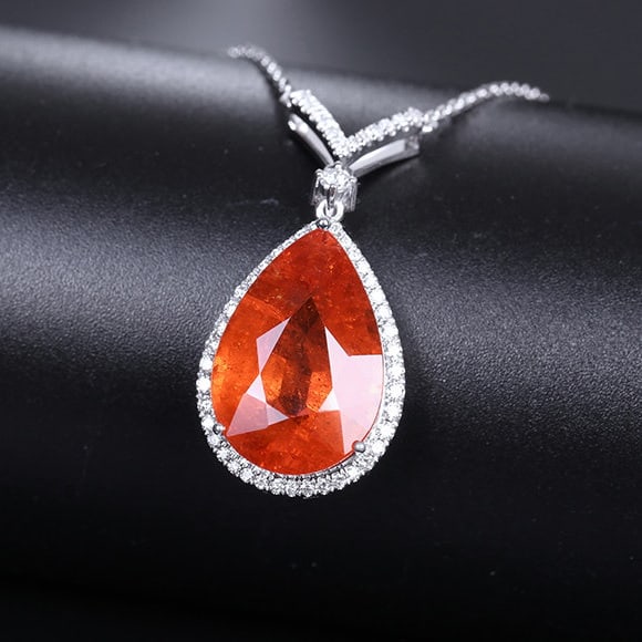 14k Gold 11.39 Ctw Natural Spessartine & Diamond Necklace - 8