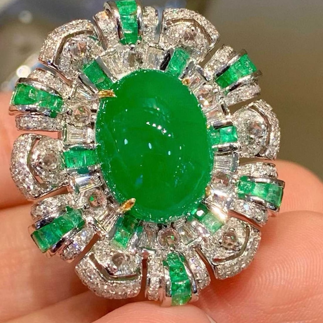 14k Gold 8.05 Ct Natural Emerald & Diamond Ring/pendant( Without Chain ) - 4