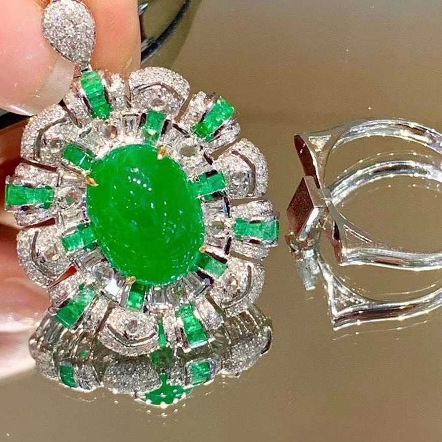 14k Gold 8.05 Ct Natural Emerald & Diamond Ring/pendant( Without Chain ) - 5