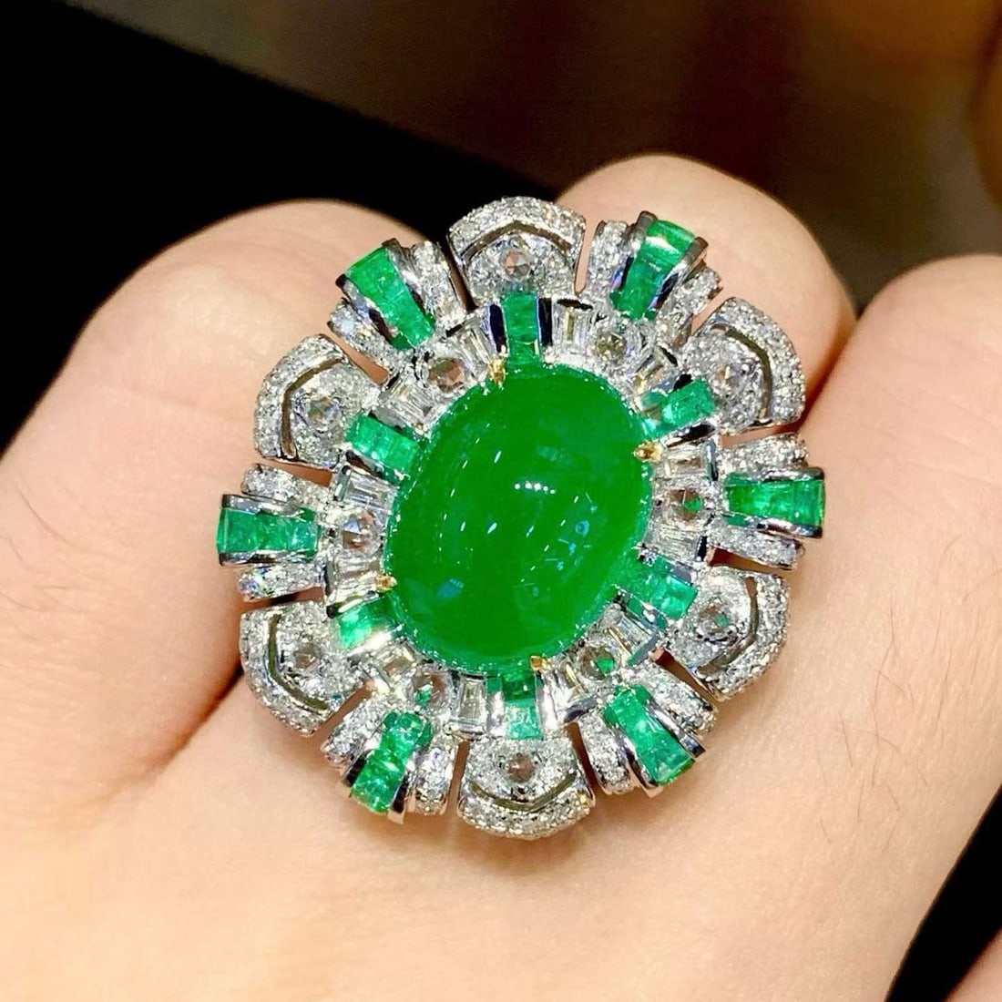14k Gold 8.05 Ct Natural Emerald & Diamond Ring/pendant( Without Chain ) - 6