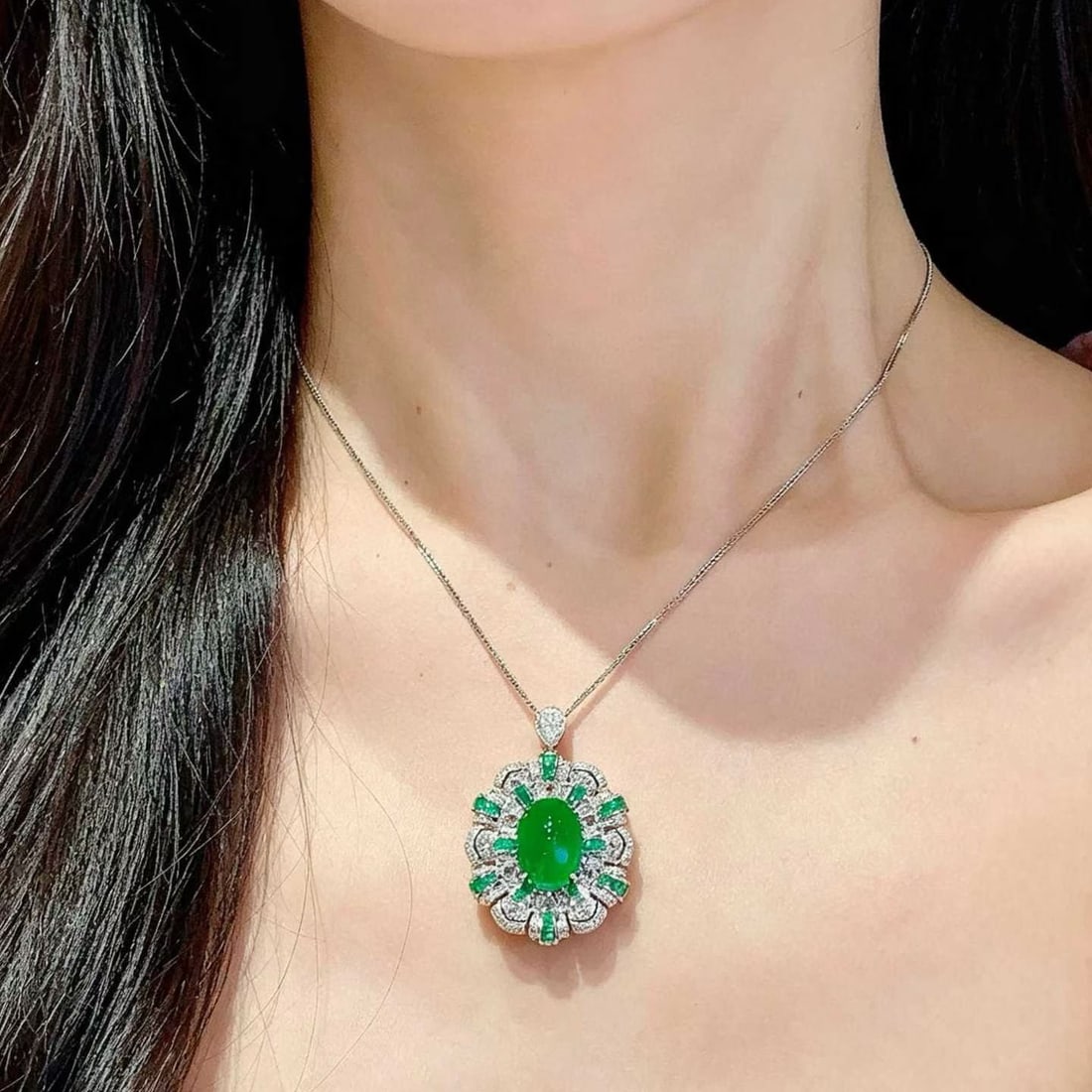 14k Gold 8.05 Ct Natural Emerald & Diamond Ring/pendant( Without Chain ) - 8