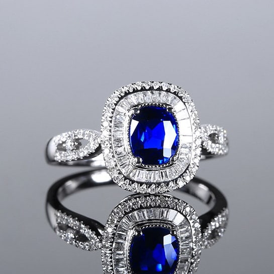 14k Gold 1.53 Ctw Natural Sapphire & Diamond Ring - 3