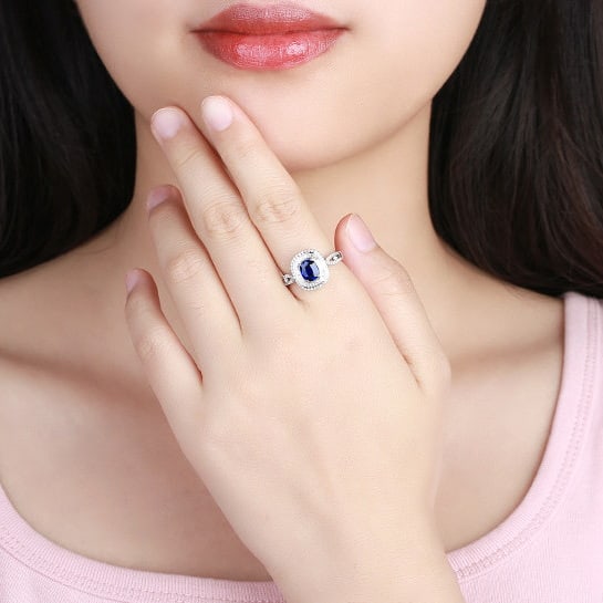 14k Gold 1.53 Ctw Natural Sapphire & Diamond Ring - 5