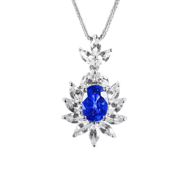 14k Gold 2.40 Ctw Natural Sapphire & Sapphire Pendant( Without Chain ) - 5