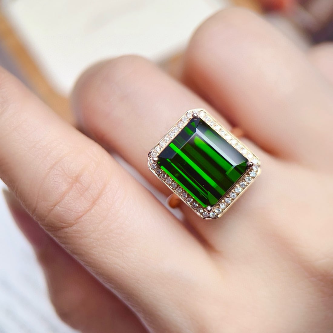 14k Gold 9.96 Ctw Natural Tourmaline & Diamond Ring - 5