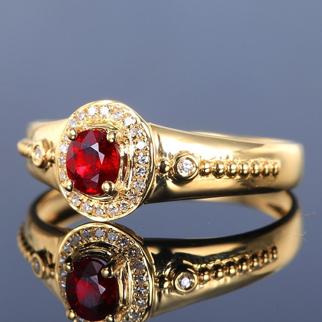 14k Gold 0.42 Ctw Natural Ruby & Diamond Ring - 2