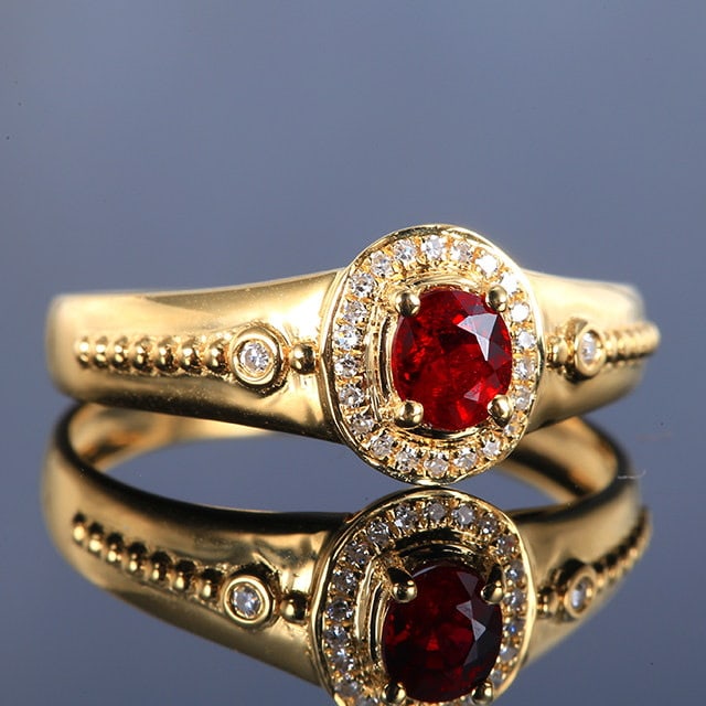 14k Gold 0.42 Ctw Natural Ruby & Diamond Ring - 3
