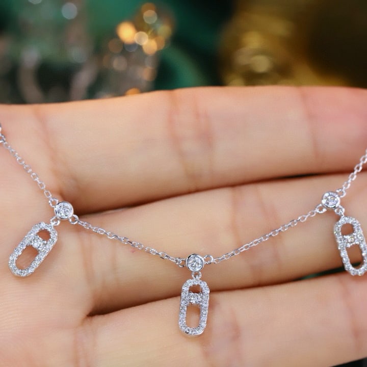 14k Gold 0.8 Ct Natural H Diamond Necklace - 2