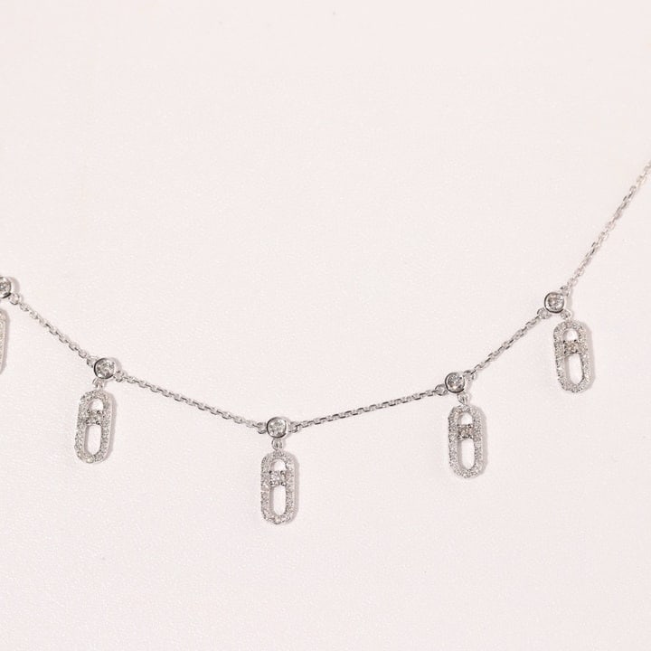 14k Gold 0.8 Ct Natural H Diamond Necklace - 3