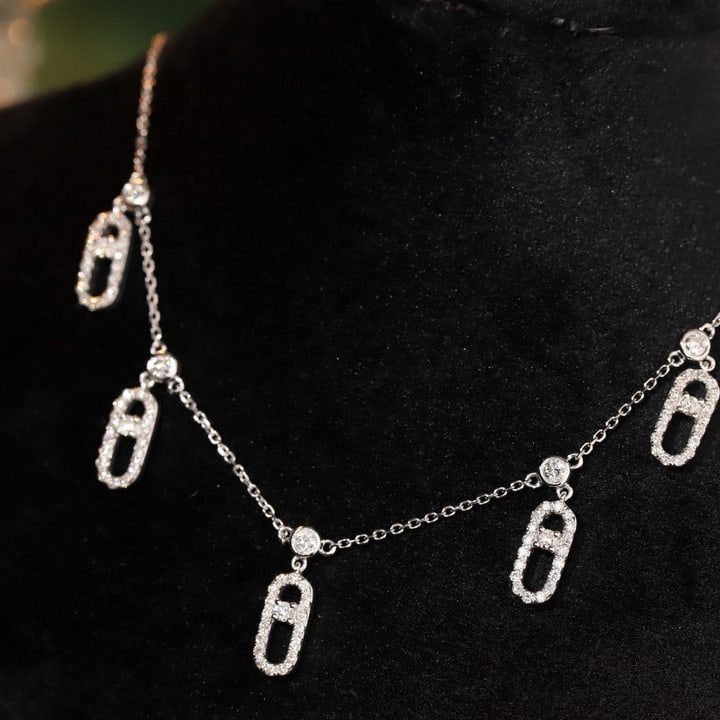 14k Gold 0.8 Ct Natural H Diamond Necklace - 6