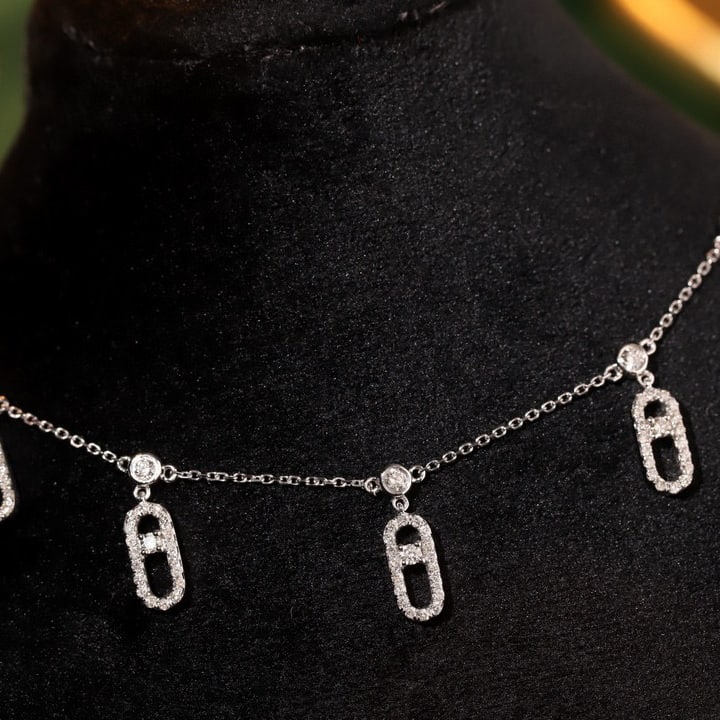 14k Gold 0.8 Ct Natural H Diamond Necklace - 7