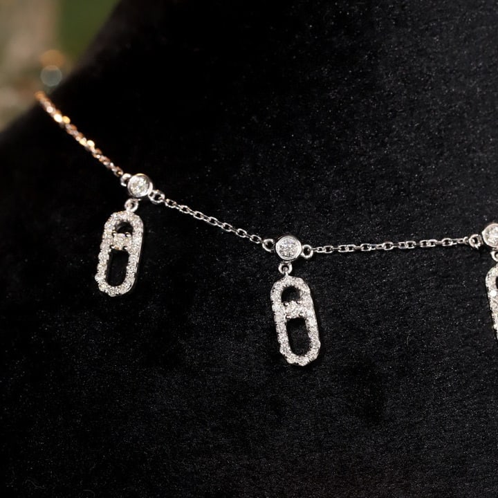 14k Gold 0.8 Ct Natural H Diamond Necklace - 8