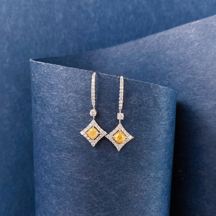 14k Gold 0.7 Ct Natural Color Diamond Earrings: Ref:231165186 // gold content:14k gold // main gemstone:diamond // shape:multiple // carat weight:0. 7ct // clarity grade:vs-si // color:color // treatment:natural // Condition: New Low Estimate: