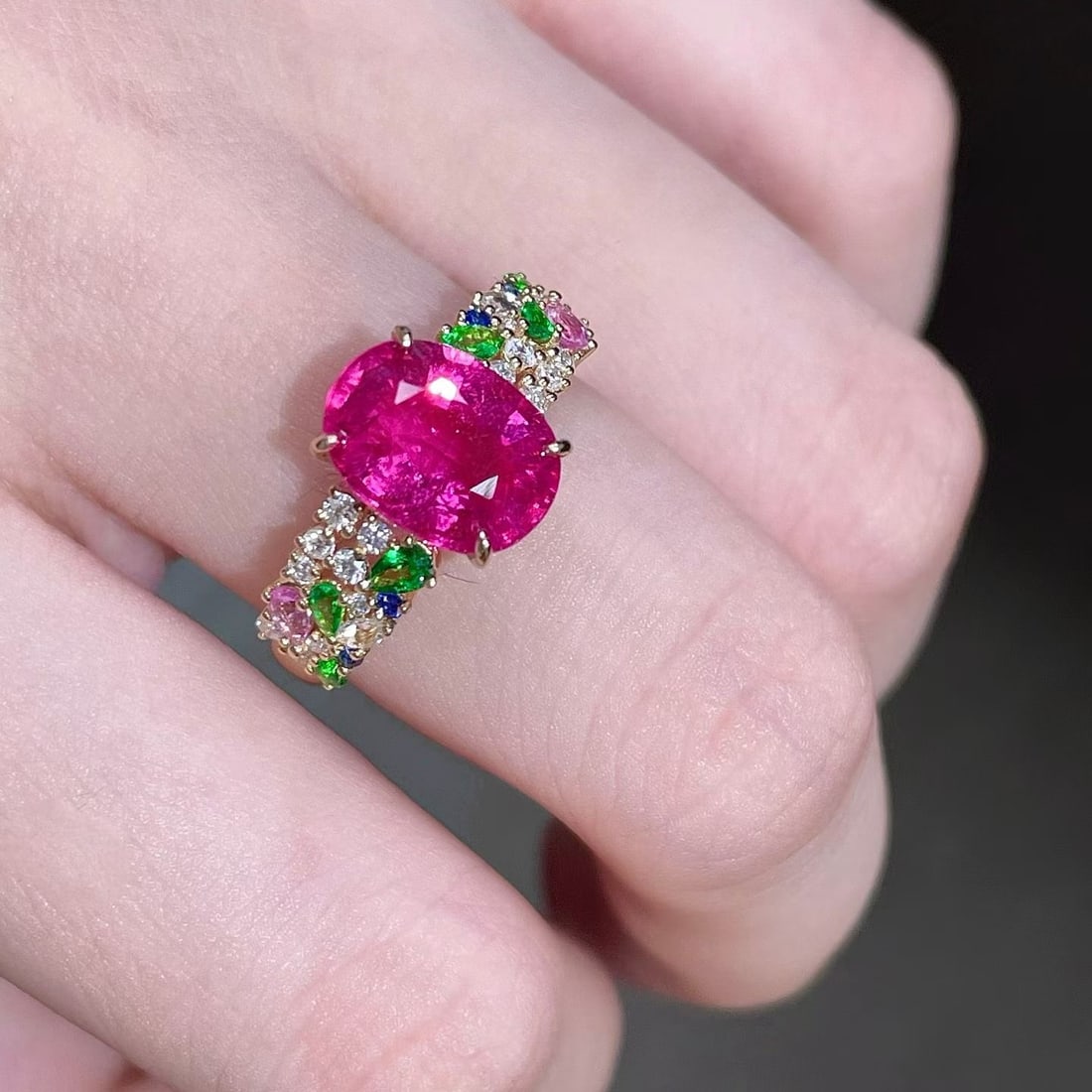 14k Gold 2.81 Ctw Natural Tourmaline & Diamond Ring - 2
