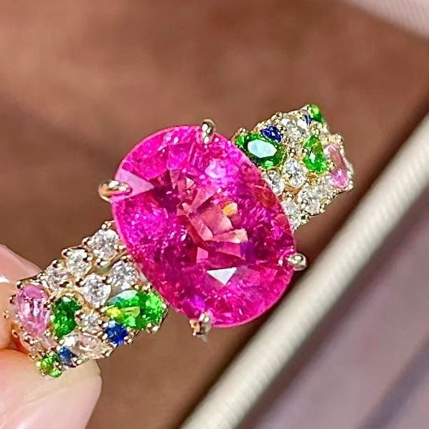 14k Gold 2.81 Ctw Natural Tourmaline & Diamond Ring - 3