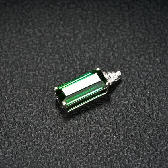 14k Gold 4.52 Ct Natural Tourmaline & Diamond Pendant( Without Chain ) - 8