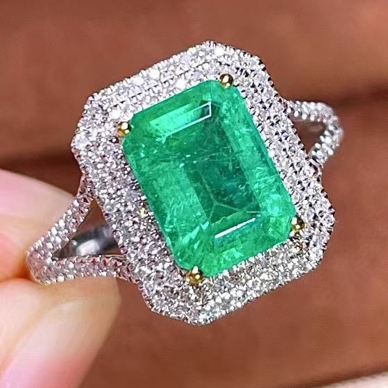 14k Gold 2.17 Ct Natural Emerald & Diamond Ring - 3