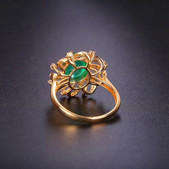 14k Gold 2.14 Ctw Natural Emerald & Diamond Ring - 3