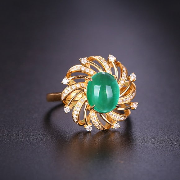 14k Gold 2.14 Ctw Natural Emerald & Diamond Ring - 5