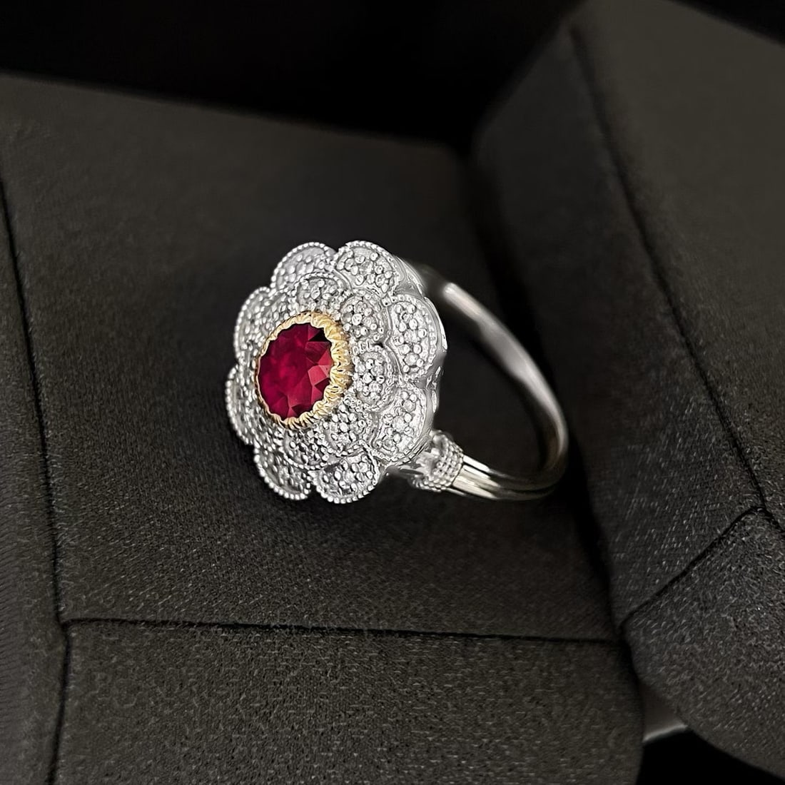 14k Gold 0.82 Ct Natural Ruby & Diamond Ring - 2