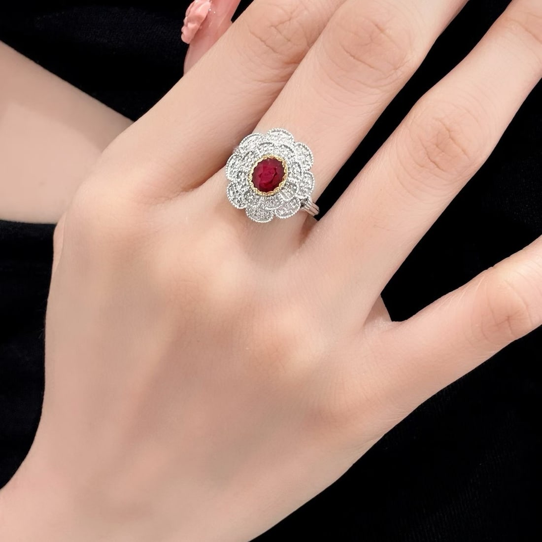 14k Gold 0.82 Ct Natural Ruby & Diamond Ring - 5