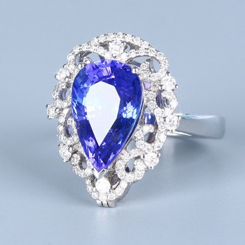 14k Gold 6.45 Ct Natural Tanzanite & Diamond Ring/pendant( Without Chain ) - 2