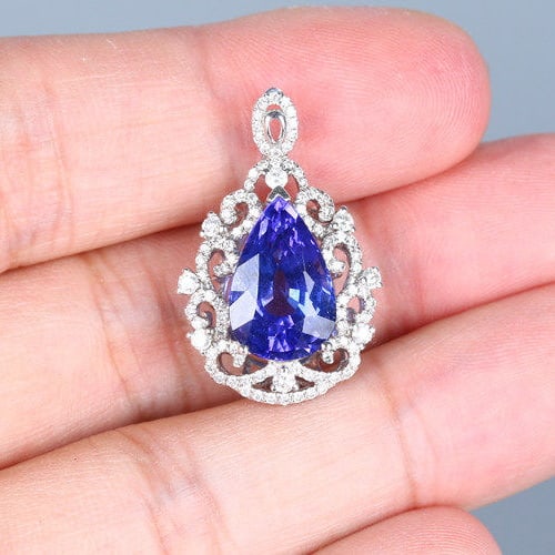 14k Gold 6.45 Ct Natural Tanzanite & Diamond Ring/pendant( Without Chain ) - 7