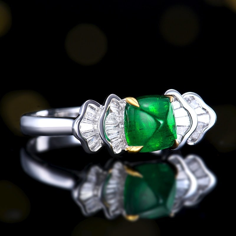 14k Gold 1.43 Ctw Vivid Green Natural Emerald & Diamond Ring - 3