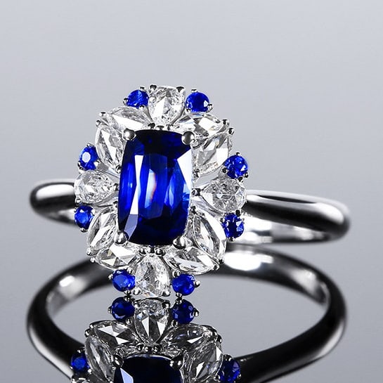 14k Gold 1.21 Ctw Natural Sapphire & Sapphire Ring - 2