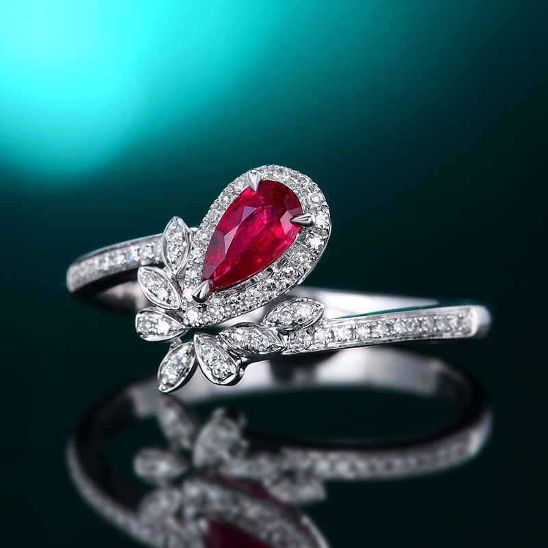 14k Gold 0.45 Ctw Natural Ruby & Diamond Ring - 2